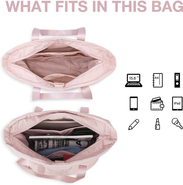 Translation missing: en.Women's Handbags - Zippered Tote Bag - Large Shoulder Bag - School Bag - Crossbody Bag - Laptop Bag - Handbag - Tote Bag - Weekend Bag - Shopping Bag - Beach Bag - Yoga/Fitness/Travel Bag - Pink