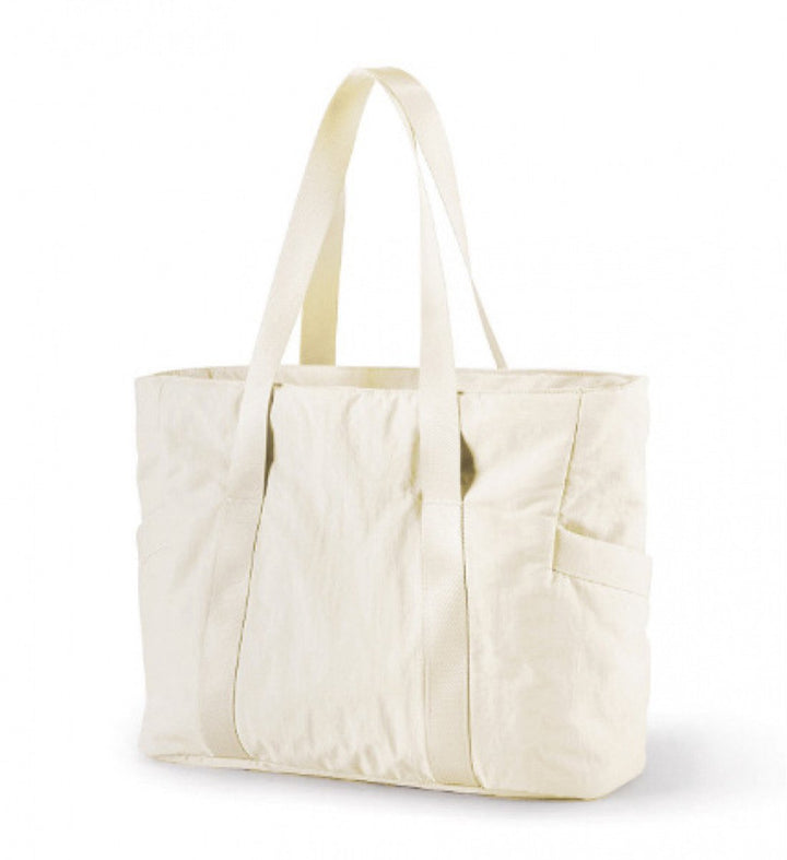 Translation missing: en.Women's Handbags - Zip-Up Tote Bag - Large Shoulder Bag - School Bag - Crossbody Bag - Laptop Bag - Handbag - Tote Bag - Weekend Bag - Shopping Bag - Beach Bag - Yoga/Fitness/Travel Bag - Beige