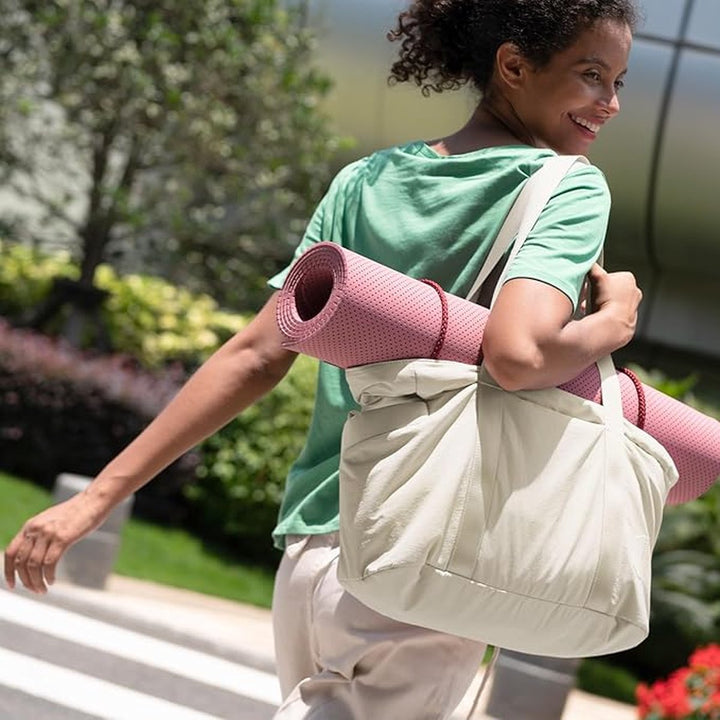 Translation missing: en.Women's Handbags - Zip-Up Tote Bag - Large Shoulder Bag - School Bag - Crossbody Bag - Laptop Bag - Handbag - Tote Bag - Weekend Bag - Shopping Bag - Beach Bag - Yoga/Fitness/Travel Bag - Beige