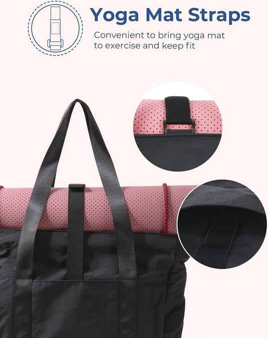 Translation missing: en.Women's Handbags - Zippered Tote Bag - Large Shoulder Bag - School Bag - Crossbody Bag - Laptop Bag - Handbag - Tote Bag - Weekend Bag - Shopping Bag - Beach Bag - Yoga/Fitness/Travel Bag - Black