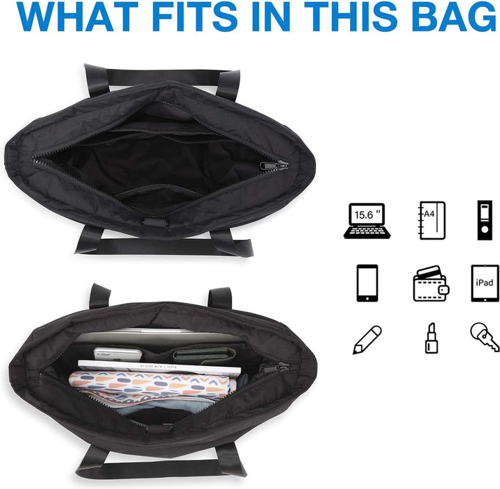 Translation missing: en.Women's Handbags - Zippered Tote Bag - Large Shoulder Bag - School Bag - Crossbody Bag - Laptop Bag - Handbag - Tote Bag - Weekend Bag - Shopping Bag - Beach Bag - Yoga/Fitness/Travel Bag - Black