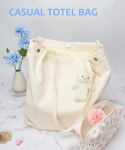 Translation missing: en.Tote bag - Women's tote bag - Women's corduroy tote bag - Reusable travel bag - Shoulder bag - Everyday work bag - Broken