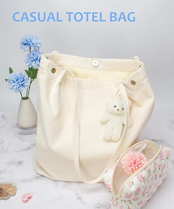 Translation missing: en.Tote bag - Women's tote bag - Women's corduroy tote bag - Reusable travel bag - Shoulder bag - Everyday work bag - Broken