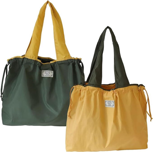 Translation missing: en.tote bag, shopping bag, foldable shopping bag, set of 2 shopping bags, washable drawstring shopping bag, foldable shopping bag, large tote bag, reusable nylon, foldable shopping bag, camping bag