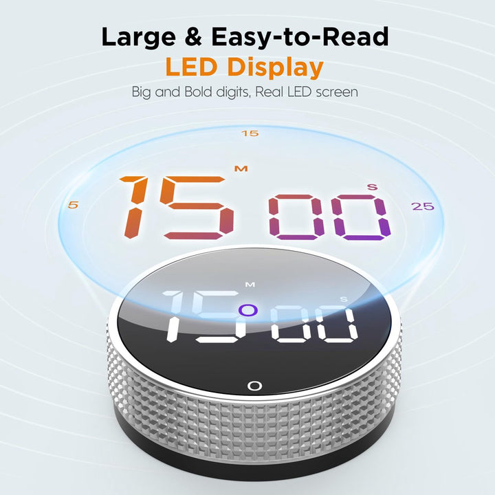 Translation missing: en.Digital Timer - Digital Kitchen Timer - Smart Timer - LED Display - Magnetic - 360 Degree Rotation - BBQ Alarm Clock - Black