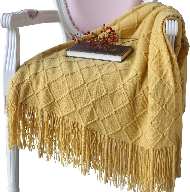 Translation missing: en.Blanket - Cuddly blanket - Soft blanket - Soft knitted wool blanket - Fringed blanket - Cute blanket - Sofa throw - Sleeping blanket - Khaki - 130 x 180 cm