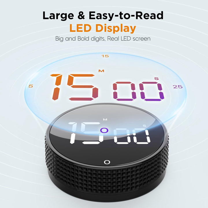 Translation missing: en.Digital Timer - Digital Kitchen Timer - Smart Timer - LED Display - Magnetic - 360° Rotation - BBQ Alarm Clock - Silver