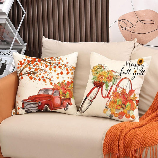 Translation missing: en.Halloween Theme - Fall Pillowcases - Pillowcases - Linen - Bedroom Decor Pillowcases - Living Room Decor Pillowcases - Sofa Decor Pillowcases - 45 x 45 cm - Four-Piece Set
