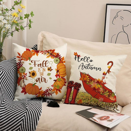 Translation missing: en.Halloween Theme - Fall Pillowcases - Pillowcases - Linen - Bedroom Decor Pillowcases - Living Room Decor Pillowcases - Sofa Decor Pillowcases - 45 x 45 cm - Four-Piece Set