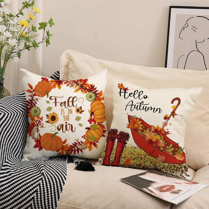 Translation missing: en.Halloween Theme - Fall Pillowcases - Pillowcases - Linen - Bedroom Decor Pillowcases - Living Room Decor Pillowcases - Sofa Decor Pillowcases - 45 x 45 cm - Four-Piece Set