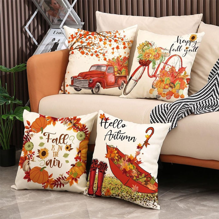 Translation missing: en.Halloween Theme - Fall Pillowcases - Pillowcases - Linen - Bedroom Decor Pillowcases - Living Room Decor Pillowcases - Sofa Decor Pillowcases - 45 x 45 cm - Four-Piece Set