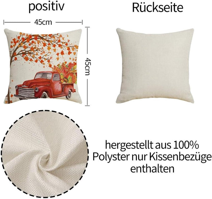 Translation missing: en.Halloween Theme - Fall Pillowcases - Pillowcases - Linen - Bedroom Decor Pillowcases - Living Room Decor Pillowcases - Sofa Decor Pillowcases - 45 x 45 cm - Four-Piece Set