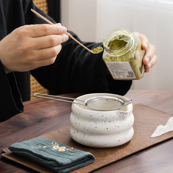 Translation missing: en.7-Piece Ceramic Matcha Tea Set with Bowl Whisk and Accessories, White