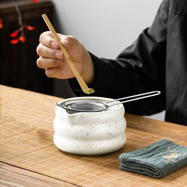 Translation missing: en.7-Piece Ceramic Matcha Tea Set with Bowl Whisk and Accessories, White