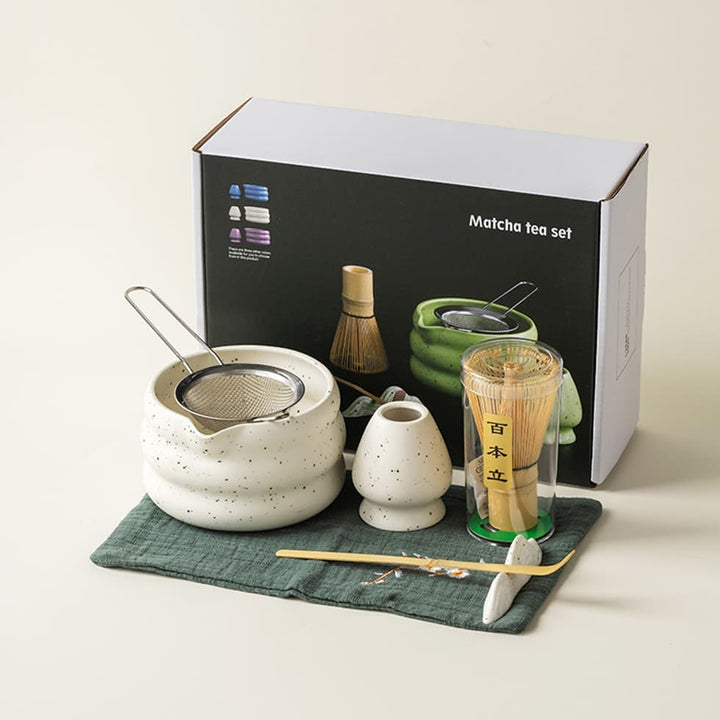 Translation missing: en.7-Piece Ceramic Matcha Tea Set with Bowl Whisk and Accessories, White