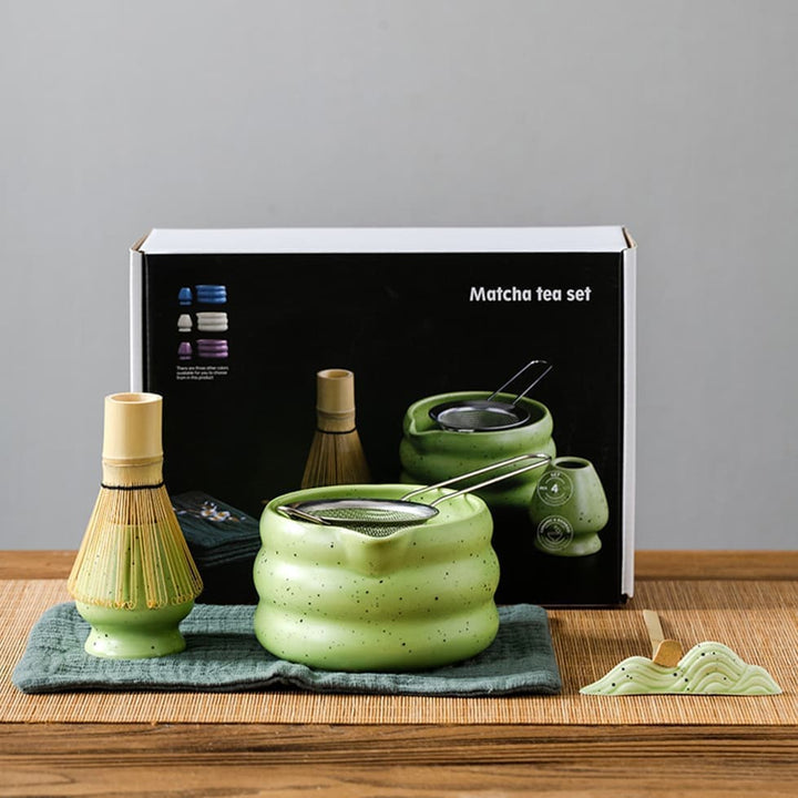 Translation missing: en.7-Piece Ceramic Matcha Tea Set with Bowl Whisk and Accessories, Green