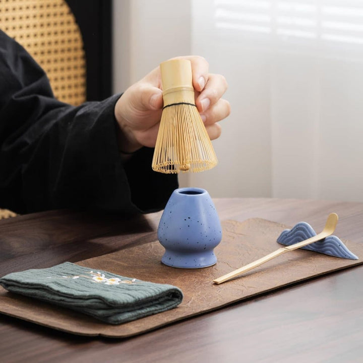 Translation missing: en.7-Piece Ceramic Matcha Tea Set with Bowl Whisk and Accessories, Blue