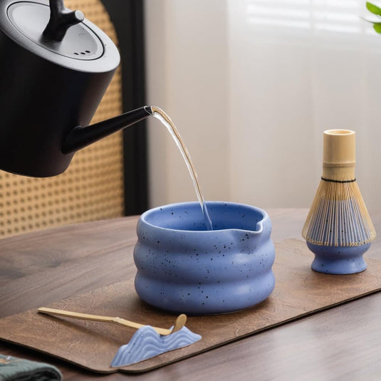 Translation missing: en.7-Piece Ceramic Matcha Tea Set with Bowl Whisk and Accessories, Blue