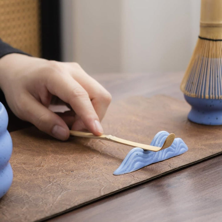 Translation missing: en.7-Piece Ceramic Matcha Tea Set with Bowl Whisk and Accessories, Blue