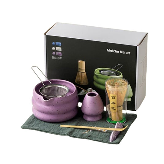 Translation missing: en.7-Piece Ceramic Matcha Tea Set with Bowl Whisk and Accessories, Purple