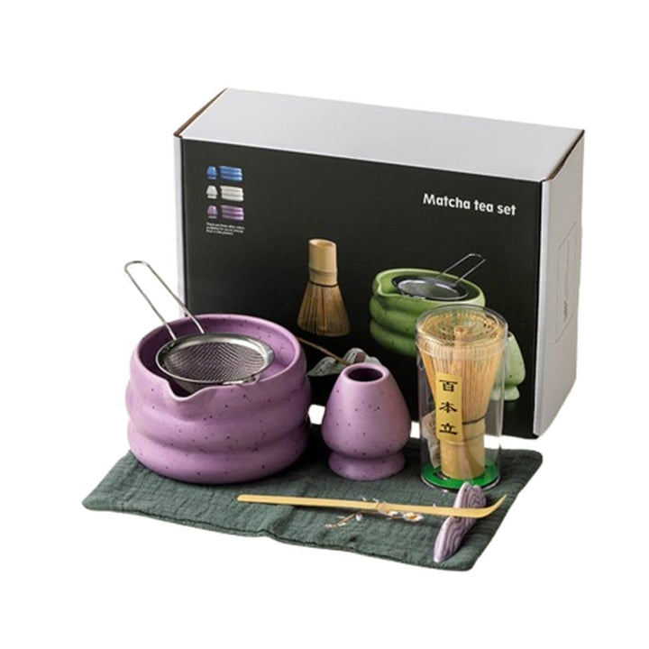 Translation missing: en.7-Piece Ceramic Matcha Tea Set with Bowl Whisk and Accessories, Purple