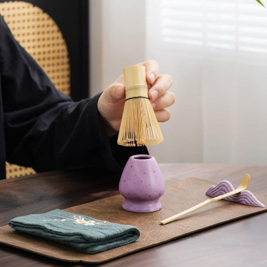 Translation missing: en.7-Piece Ceramic Matcha Tea Set with Bowl Whisk and Accessories, Purple