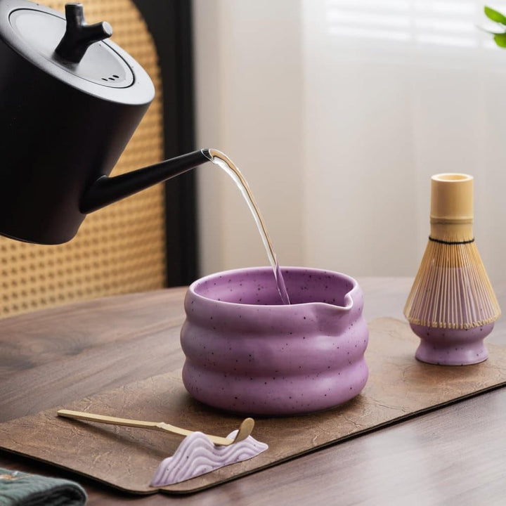 Translation missing: en.7-Piece Ceramic Matcha Tea Set with Bowl Whisk and Accessories, Purple