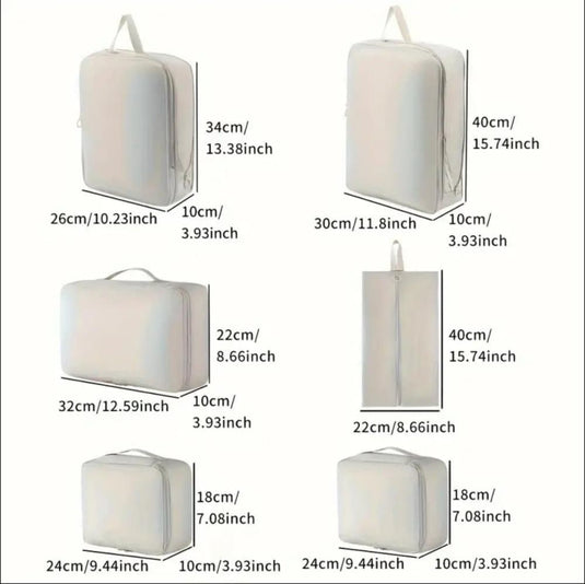 Translation missing: en.6-Piece Waterproof Travel Storage Bags Organizer for Suitcase, Wood, Compatible with Travel and Vacation
