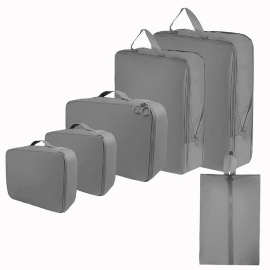 Translation missing: en.6-Piece Waterproof Travel Storage Bags Organizer for Suitcase, Gray, Compatible with Travel and Vacation