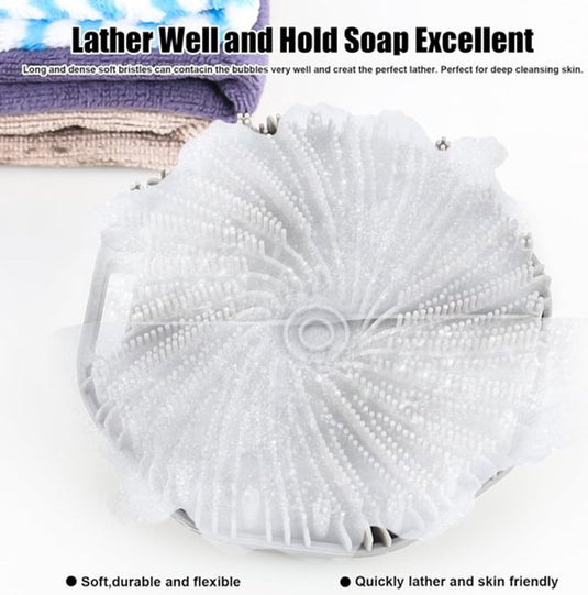 Translation missing: en.Silicone Bath Brush - 2 Pieces - Dry Brush Skin Brush - Back Scrubber - Body Scrubbers - Body Brush - Back Brush Shower - Shower Brush - Silicone Brush - Massage - Bath &amp; Shower Accessories - Easy Lathering - Ergonomic Handle - Grey