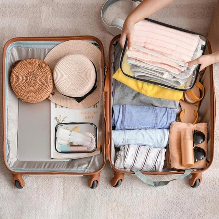Translation missing: en.Transparent Travel Toiletry Bag Set - 3 Pieces - Toiletries Travel Bag - Makeup Bag - Makeup Pouches - Travel Organizers - Beauty Case - Travel Organizer - Transparent Packing Cubes Suitcase Organizer - Cosmetics Bag - Waterproof - Black/Transparent