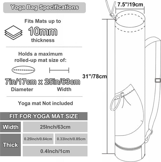 Translation missing: en.Yoga Mat Bag - Yoga Bag with Drawstring and Storage Compartment - Yoga Bag - Fitness Bag - Sports Bag - Pilates Bag - Waterproof - Universal - Gymnastics Mat Bag - Shoulder Bag - Multifunctional Storage Bag - Equipped with Carrying Strap - Black