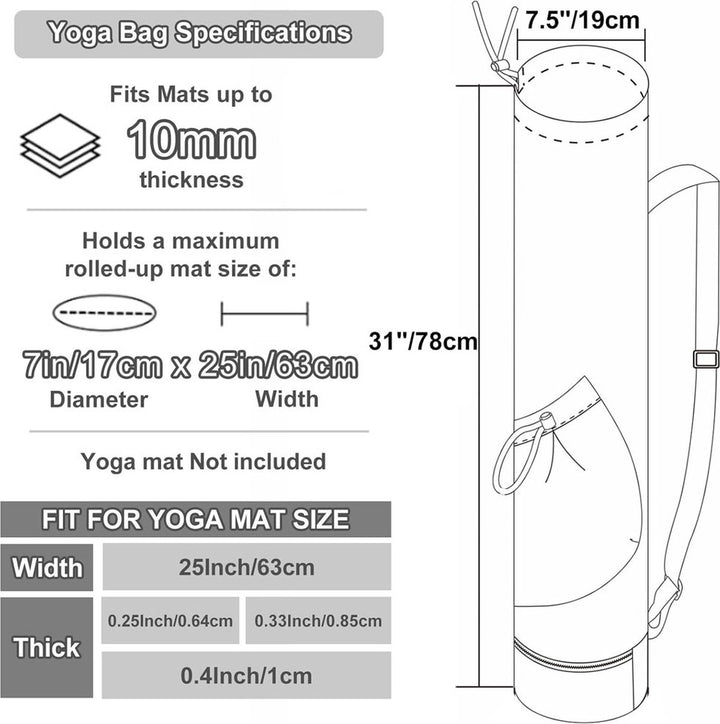 Translation missing: en.Yoga Mat Bag - Yoga Bag with Drawstring and Storage Compartment - Yoga Bag - Fitness Bag - Sports Bag - Pilates Bag - Waterproof - Universal - Gymnastics Mat Bag - Shoulder Bag - Multifunctional Storage Bag - Equipped with Carrying Strap - Black