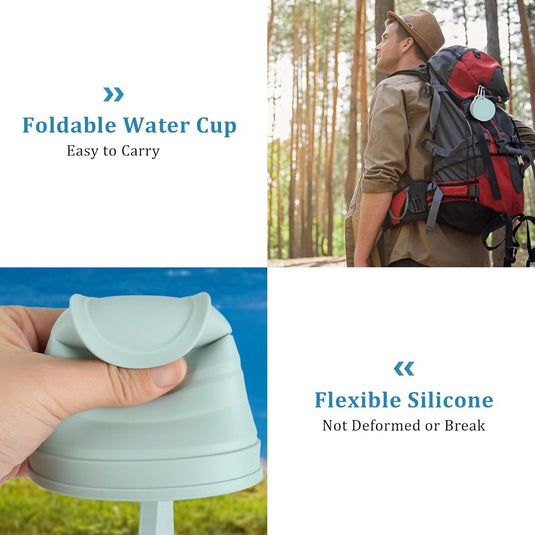 Translation missing: en.Foldable Cup - 4 Pieces - Pocket Cup - Silicone Cup - Pocket Cup - Travel Cup - Coffee / Tea Cup - 180 ml - Reusable - Foldable - On the Go - Camping - Reusable - To Go