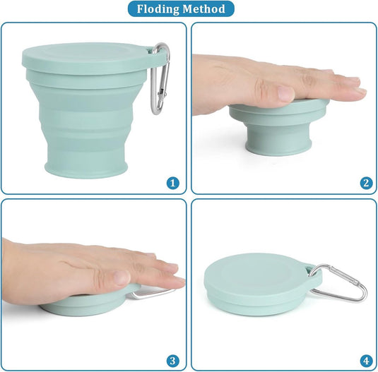 Translation missing: en.Foldable Cup - 4 Pieces - Pocket Cup - Silicone Cup - Pocket Cup - Travel Cup - Coffee / Tea Cup - 180 ml - Reusable - Foldable - On the Go - Camping - Reusable - To Go