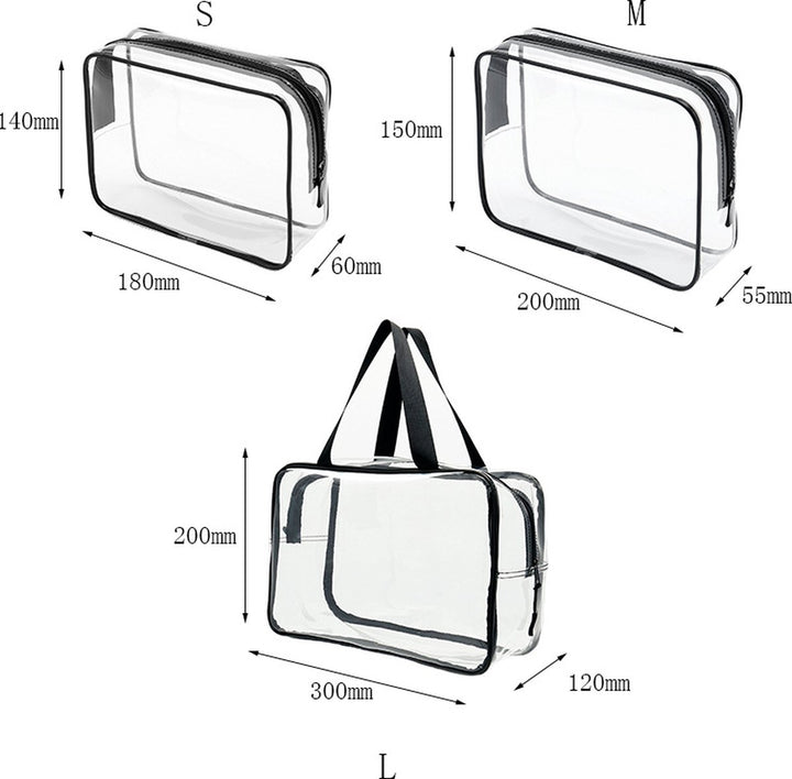 Translation missing: en.Toiletry Bag - Set of 3 - Transparent Toiletry Bag - Transparent Travel Set - Travel Toiletry Bag - Travel Bag - Make-Up Organizer - Cosmetic Bag Organizer - Make-Up Bag - Transparent Toiletry Bag - Waterproof - Hand - Hangable - Vacation - Travel - Women