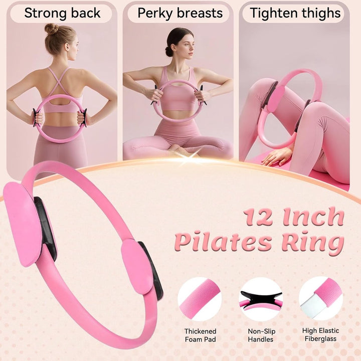 Translation missing: en.13-Piece Pilates Equipment Set for Women - Yoga &amp; Fitness Set - Home Pilates Training Set - Home Gym Set - Exercise Bands - Resistance Band - Exercise Ball - Beginner Yoga Set with Pilates Ring, 24 cm Yoga Ball, 5 Resistance Bands, Magic Circle
