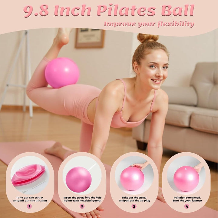 Translation missing: en.13-Piece Pilates Equipment Set for Women - Yoga &amp; Fitness Set - Home Pilates Training Set - Home Gym Set - Exercise Bands - Resistance Band - Exercise Ball - Beginner Yoga Set with Pilates Ring, 24 cm Yoga Ball, 5 Resistance Bands, Magic Circle