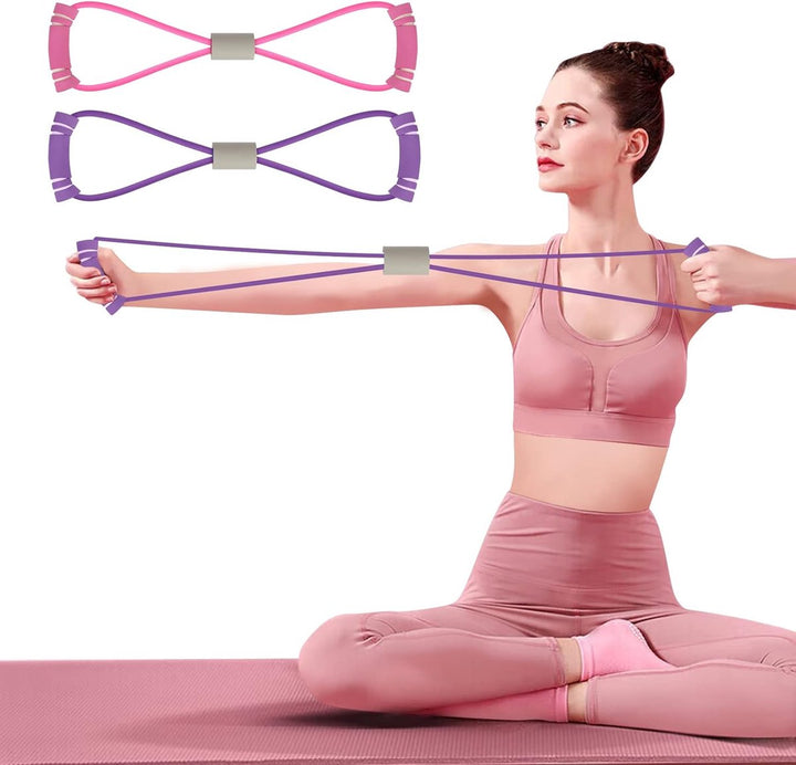 Translation missing: en.Fitness Elastic Bands - 2 Pieces - Figure 8 Resistance Bands - Resistance Power Band Tube - Fitness Bands - Yoga Resistance Band - Stretch Fitness Band - Resistance Cable - Pull Rope - Chest, Arm and Shoulder Stretch Bands - for Home Training, Strength Tr