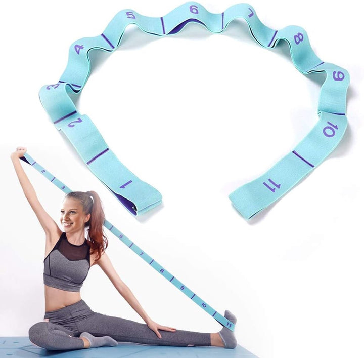 Translation missing: en.125*4 cm - Yoga resistance band - Yoga stretch band - Yoga exercise band - Stretch band - with 11 rings - Resistance band - for training, pilates, dance and fitness - blue purple