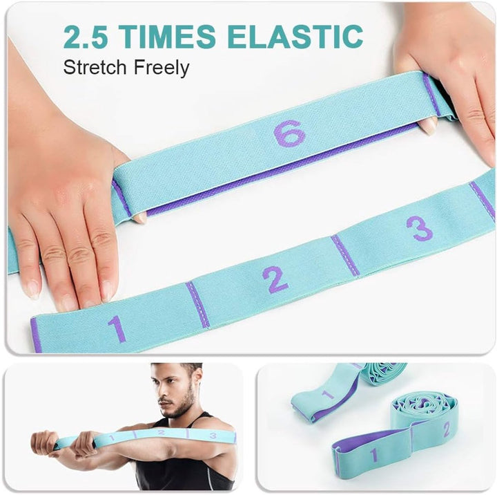 Translation missing: en.125*4 cm - Yoga resistance band - Yoga stretch band - Yoga exercise band - Stretch band - with 11 rings - Resistance band - for training, pilates, dance and fitness - blue purple