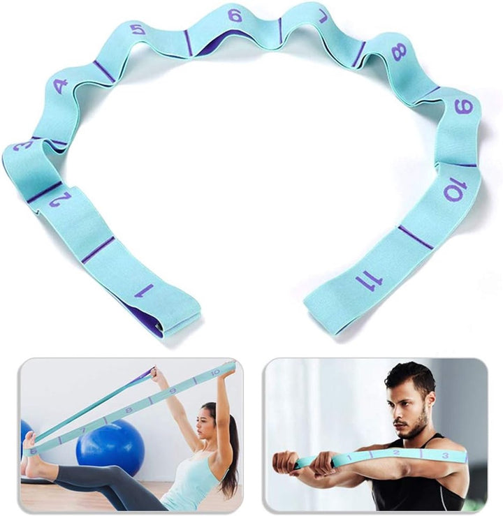 Translation missing: en.125*4 cm - Yoga resistance band - Yoga stretch band - Yoga exercise band - Stretch band - with 11 rings - Resistance band - for training, pilates, dance and fitness - blue purple