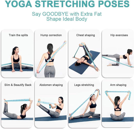 Translation missing: en.125*4 cm - Yoga resistance band - Yoga stretch band - Yoga exercise band - Stretch band - with 11 rings - Resistance band - for training, pilates, dance and fitness - blue purple