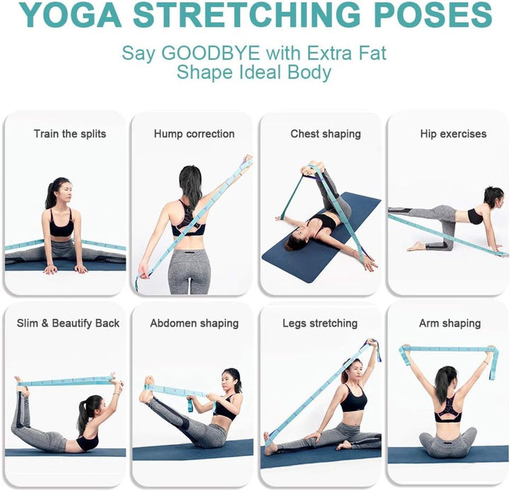 Translation missing: en.125*4 cm - Yoga resistance band - Yoga stretch band - Yoga exercise band - Stretch band - with 11 rings - Resistance band - for training, pilates, dance and fitness - blue purple