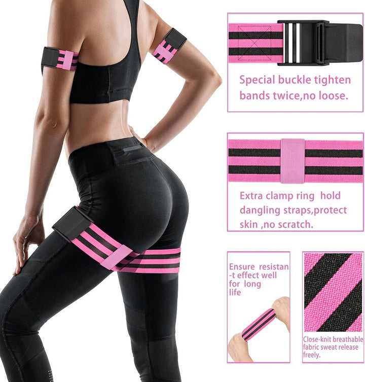 Translation missing: en.Resistance Bands - Resistance band - Booty bands - Fitness Elastic - Fitness Resistance Bands - Booty bands for training - Blood flow restriction bands - Adjustable BFR training bands - for training your glutes, squat, thighs - Pink