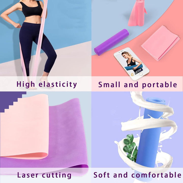 Translation missing: en.4 pieces - fitness resistance bands - yoga tension bands - elastic resistance bands - resistance bands - training bands - stretch band - exercise bands - strength training - yoga band - adjustable - for physiotherapy, yoga and pilates - 150*15 cm
