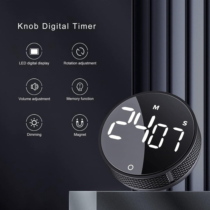 Translation missing: en.Timers - Digital timer - Magnetic digital kitchen timer - Kitchen timer - Count up/Count down - egg timer - magnetic kitchen timer - adjustable rotating - adjustable volume - for cooking, baking, kitchen, fitness, yoga, studying, meetings - black