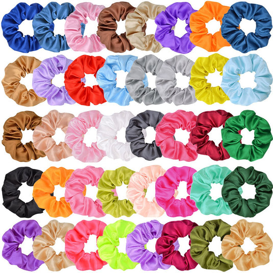 Translation missing: en.40 pieces silk hair scrunchies - satin hair elastics - hair scrunchies, hair ropes, scrunchies for women and girls, hair accessories - Scrunchies Velvet - Mega Pack Hair Accessory Hair Elastic Hair Bun