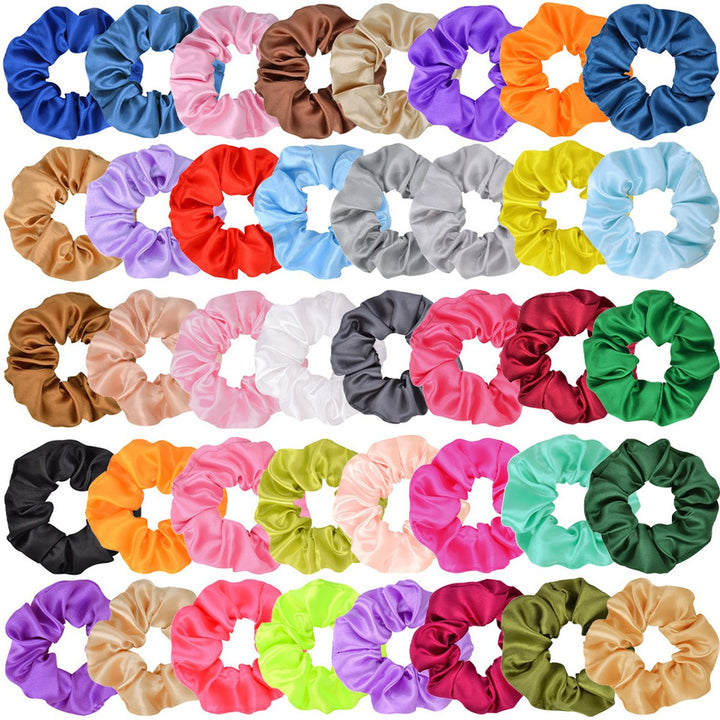 Translation missing: en.40 pieces silk hair scrunchies - satin hair elastics - hair scrunchies, hair ropes, scrunchies for women and girls, hair accessories - Scrunchies Velvet - Mega Pack Hair Accessory Hair Elastic Hair Bun