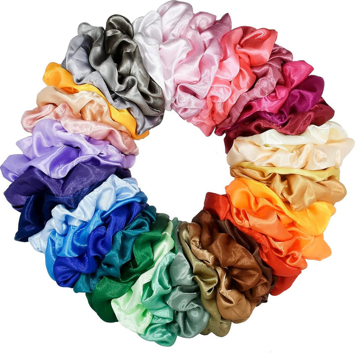 Translation missing: en.40 pieces silk hair scrunchies - satin hair elastics - hair scrunchies, hair ropes, scrunchies for women and girls, hair accessories - Scrunchies Velvet - Mega Pack Hair Accessory Hair Elastic Hair Bun